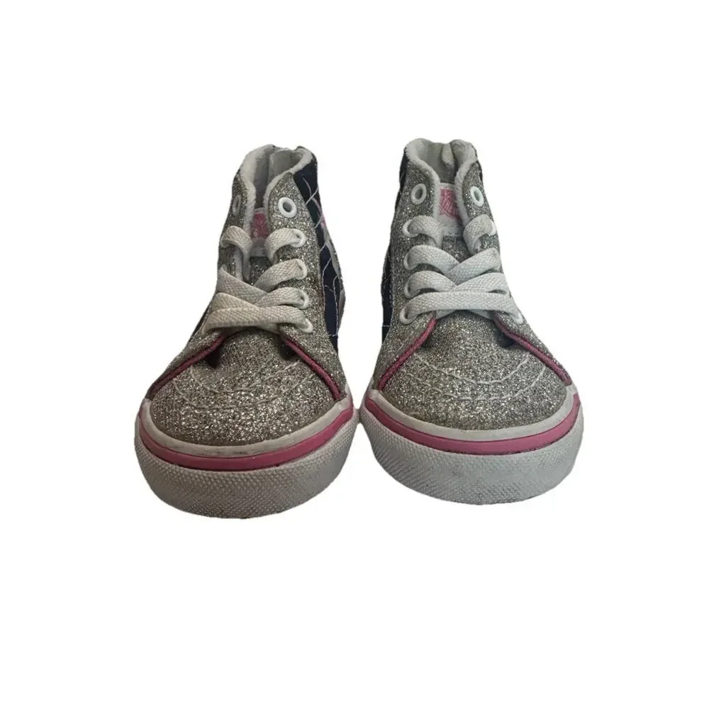 Vans Unicorn Glitter High Top Sneakers Girls Size 5 Toddler Pink Silver